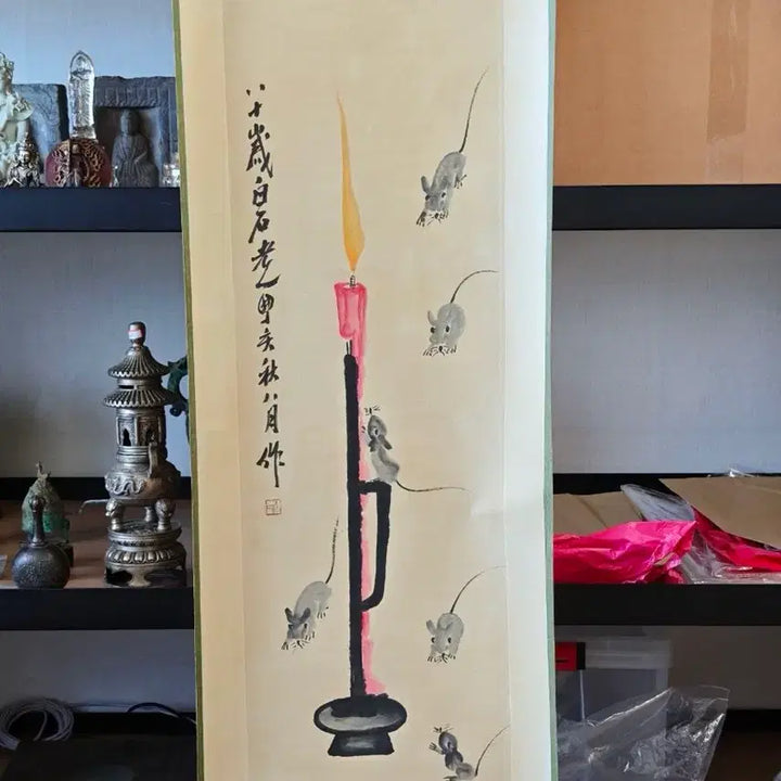 [BUNJANG] Qi Baishi "Mice Painting" Scroll Set (4) / 제백석 치바이스 쥐 그림 족자 (2) 골동품 고미술품 고화