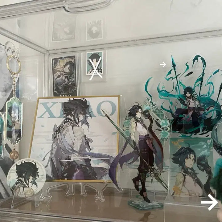 [BUNJANG] Genshin Impact Xiao Merchandise Bundle (Plush, Acrylic Stand, Can Badge, Art Print, Keychain) / 원신 소 굿즈 일괄 누이, 아크릴 스탠드, 캔뱃지, 액자(색지), 키링