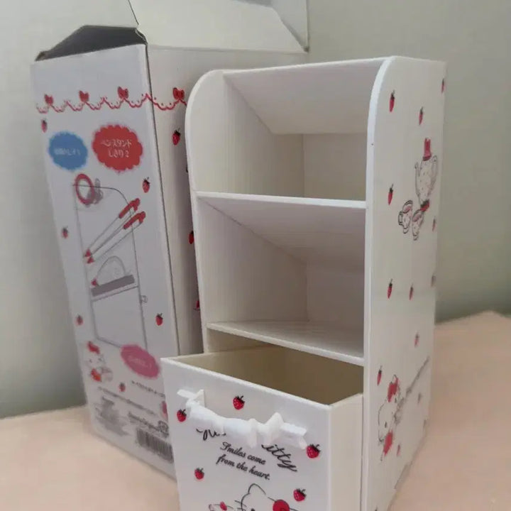 [BUNJANG] Vintage Strawberry Kitty Pen Holder Organizer / 고전 딸기 키티 펜꽂이 수납함