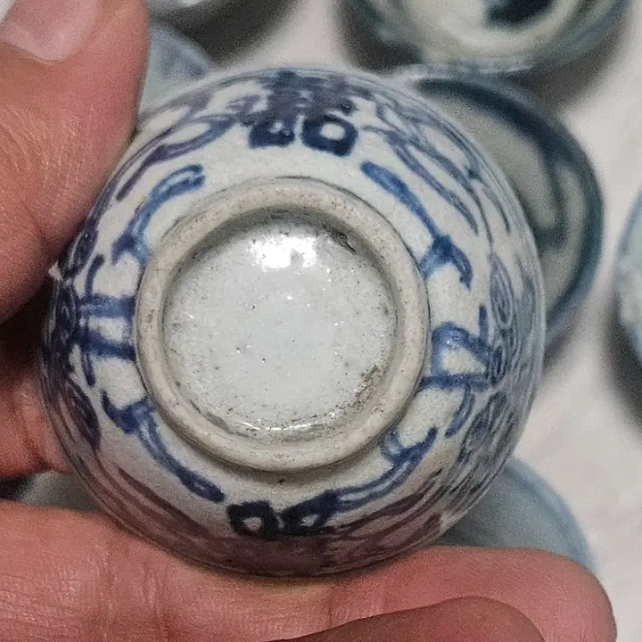 [BUNJANG] Chinese Qing Dynasty Celadon Porcelain Cups Bundle Set / 중국도자기 옛날골동