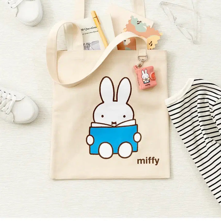 [BUNJANG] Miffy Eco Bag + Keyring Set Beige / yes24 미피 에코백 + 키링 세트 베이지