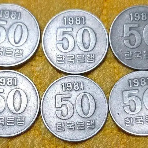 [BUNJANG] 1981 South Korean 50 Won Coin Bundle (10 Coins) / <특년> 발행량이 적어 희소한 1981년 50원 동전 10개 묶음