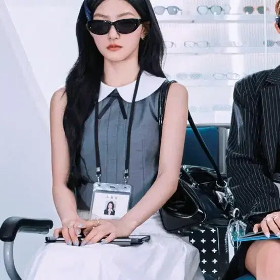 [BUNJANG] Kioff Sky Ribbed Sleeveless Blouse / 키오프 하늘! ebl 리본 슬리브리스