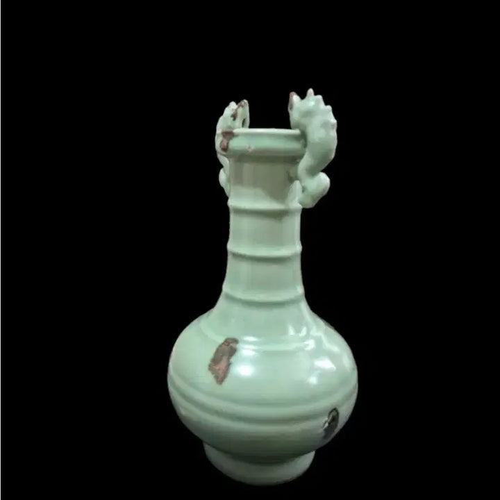 [BUNJANG] Longquan Celadon Porcelain Vase with Koi Decoration / 중국도자기 용천요