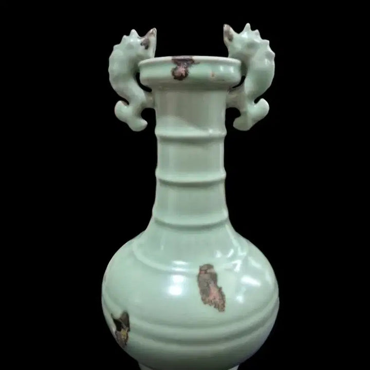 [BUNJANG] Longquan Celadon Porcelain Vase with Koi Decoration / 중국도자기 용천요