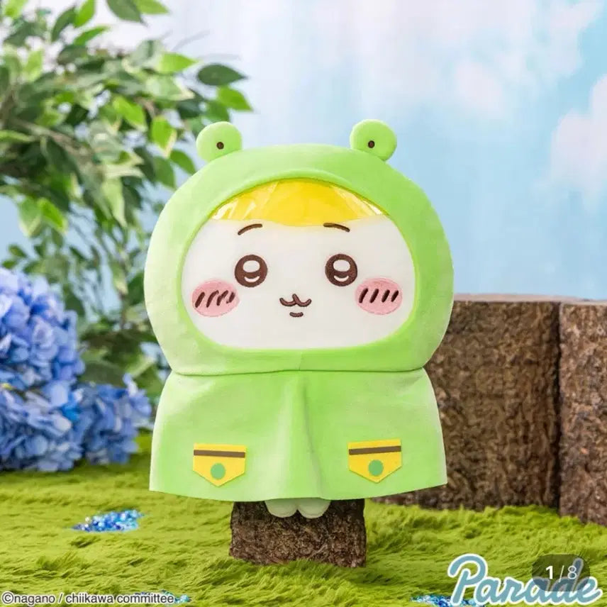 [BUNJANG] Chiikawa Frog Raincoat 30cm Big Plush Doll / 정품,현물) 먼작귀 치이카와 개구리 우비 30cm 빅누이 봉제 인형