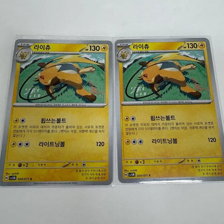 [BUNJANG] Pokemon Card Raichu C (2 Cards) / 포켓몬카드 라이츄 C 2장