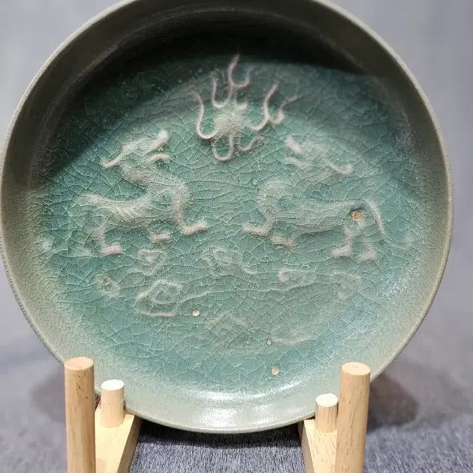 [BUNJANG] Songyeo Glazed Double Dragon Plate / 송여요양각쌍용문반
