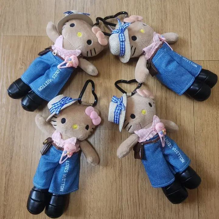 [BUNJANG] Hello Kitty Long Leg Jeans Doll Keychain 4pc Set / 헬로키티 롱다리 청바지 인형 키링 4개 세트