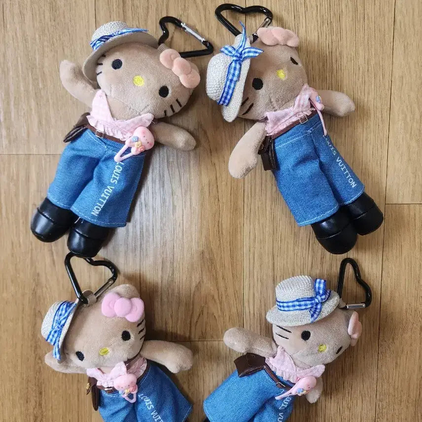 [BUNJANG] Hello Kitty Long Leg Jeans Doll Keychain 4pc Set / 헬로키티 롱다리 청바지 인형 키링 4개 세트