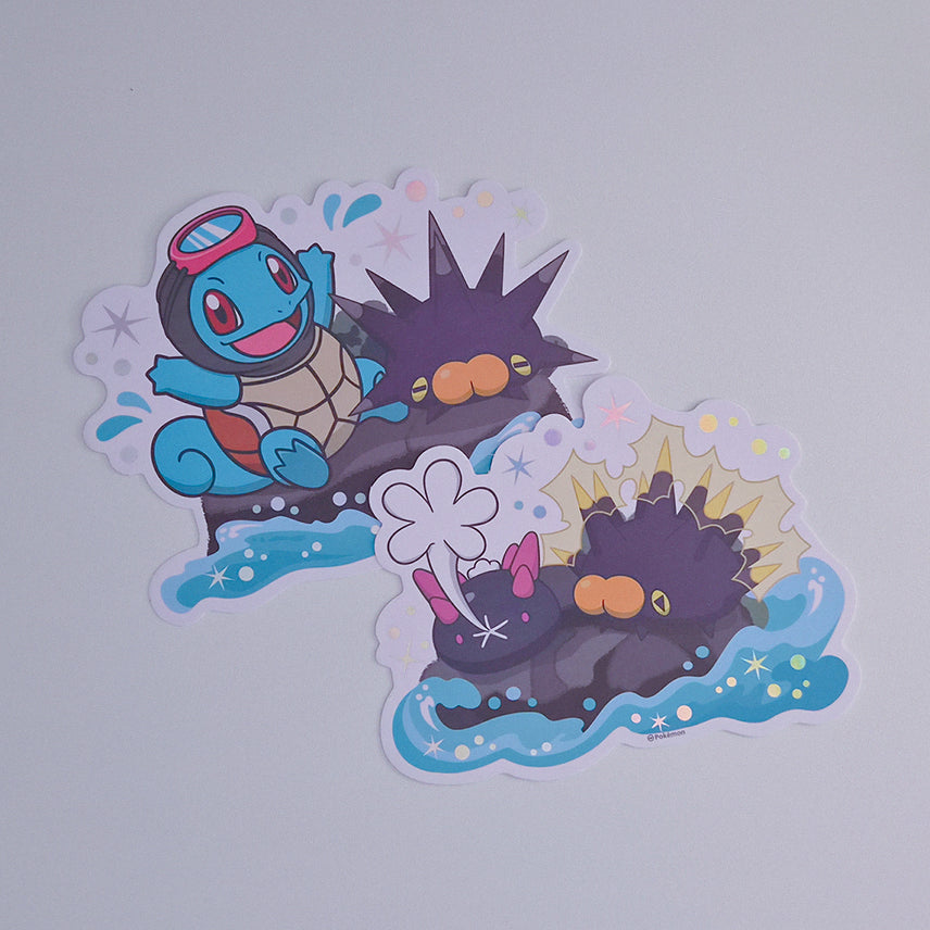 [BUNJANG] Pokemon Squirtle &amp; Corsola Hologram Sticker Set / 포켓몬 꼬부기 찌르성게 해무기 스티커 굿즈 2종