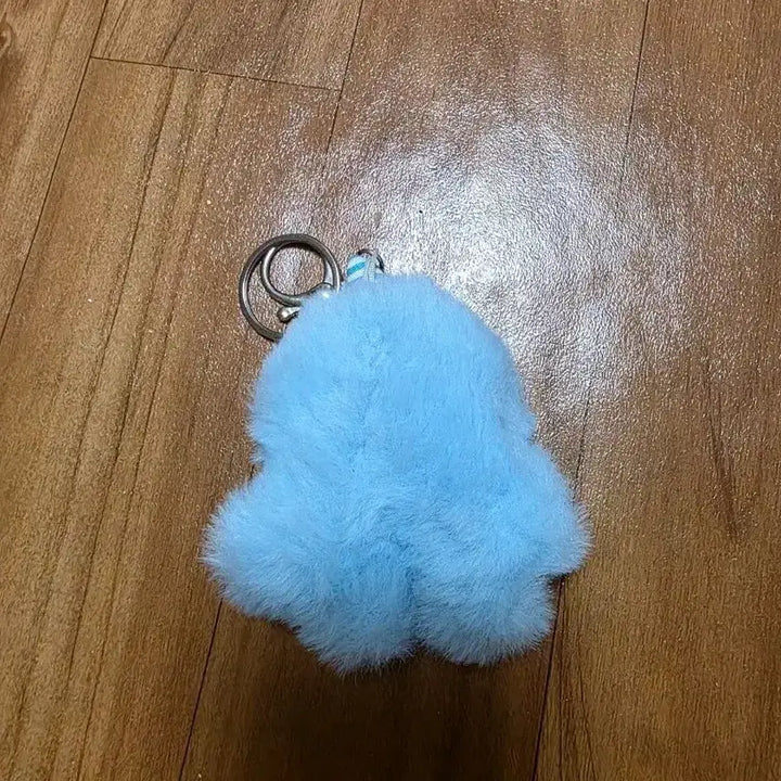 [BUNJANG] Blue Fuzzy Character Plush Keychain / 파란 털 캐릭터 얼굴 봉제인형 키링 가방고리
