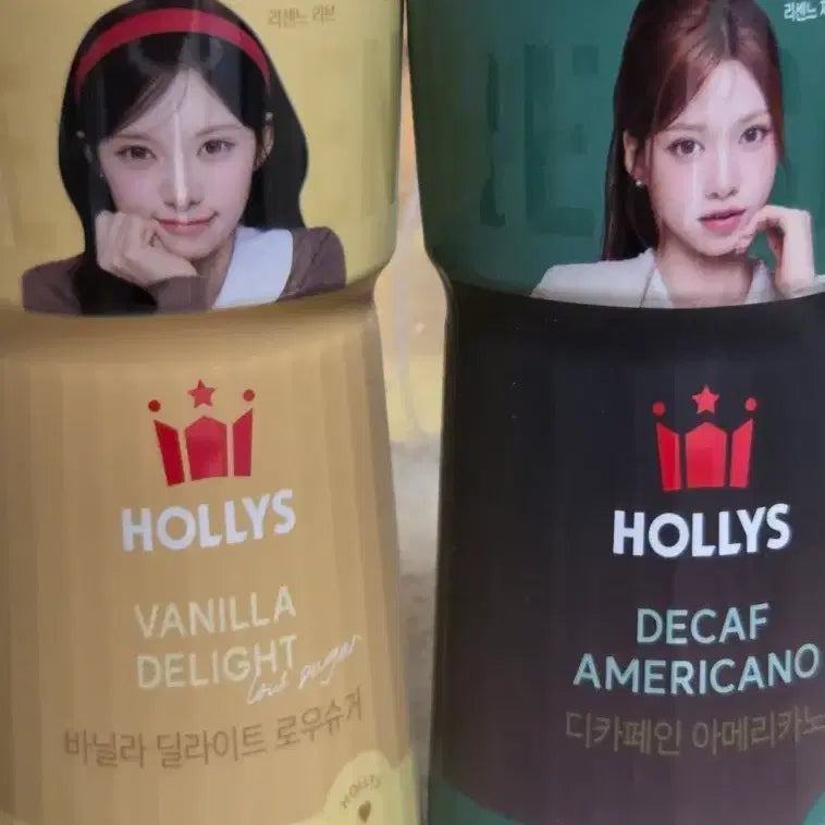 [BUNJANG] CU Hollys Rise &amp; Shine Coffee Vanilla Delight &amp; Decaf Americano Special Edition with Girl Group Member Photocard / 리센느 커피