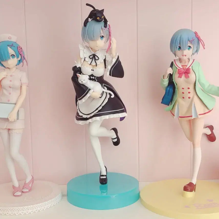 [BUNJANG] Re:Zero Rem Nurse, Maid, School Uniform Bundle Set Figure / 리제로 렘 간호사, 렘 메이드, 렘 교복 피규어 일괄