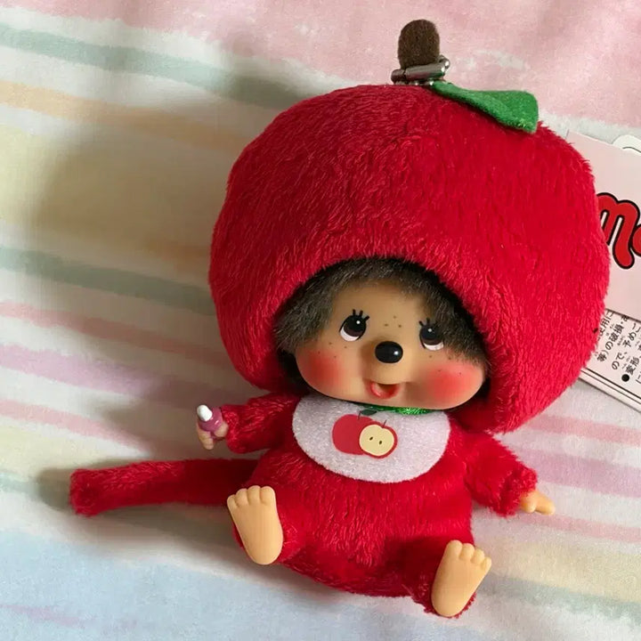 [BUNJANG] Monchhichi Apple Outfit Plush Keychain / (택o) 몬치치 사과 인형 키링 상태 최상