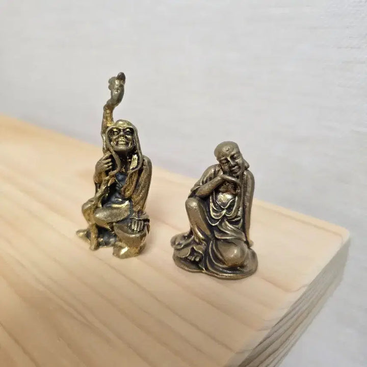 [BUNJANG] Bronze Nahan Statue Bundle (2 pcs) / 호신불 동불상 나한 독성 나반존자 미니불상 2점 일괄