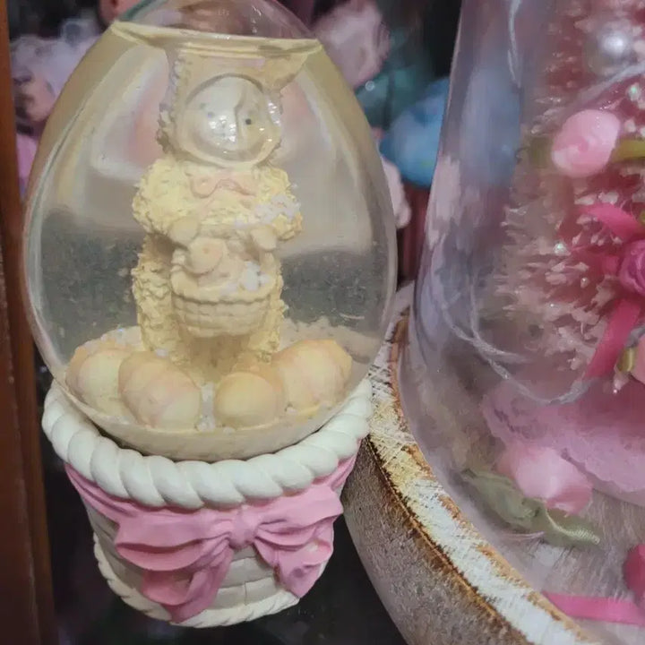 [BUNJANG] Imported Water Drop Musical Box with Easter Theme / 수입 물방울  부활절 눈 내리는 핑크