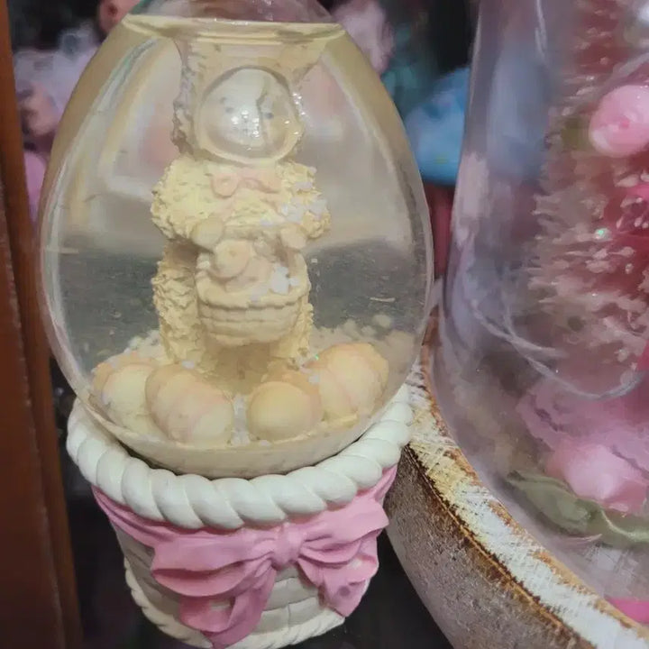 [BUNJANG] Imported Water Drop Musical Box with Easter Theme / 수입 물방울  부활절 눈 내리는 핑크