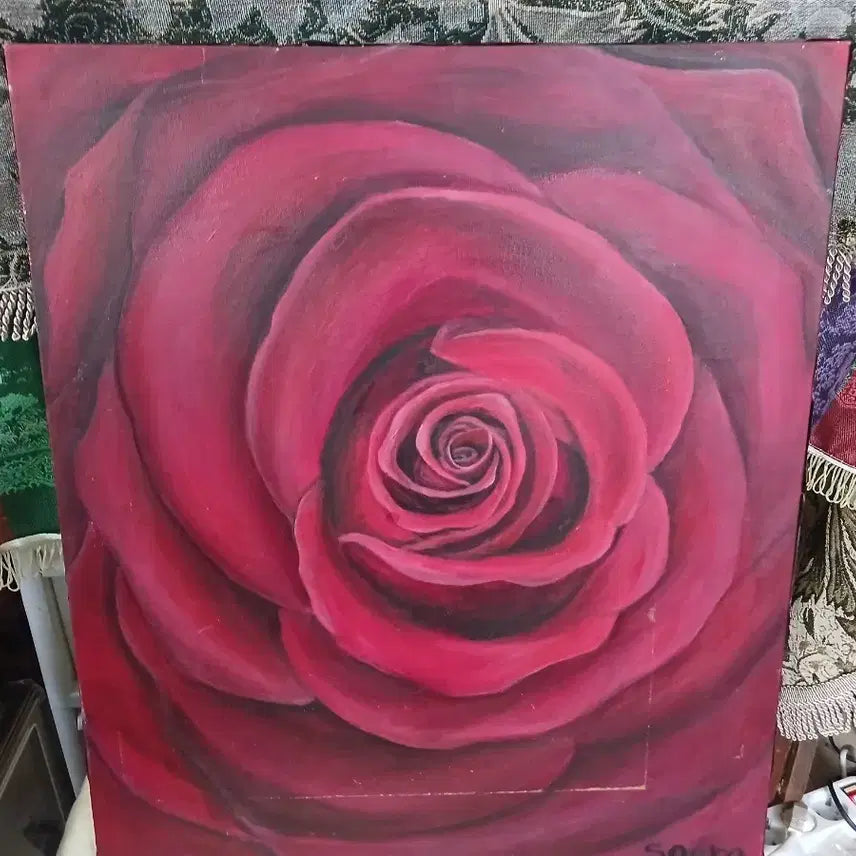 [BUNJANG] Red Rose Oil Painting / 장미 유화 그림 붉은색