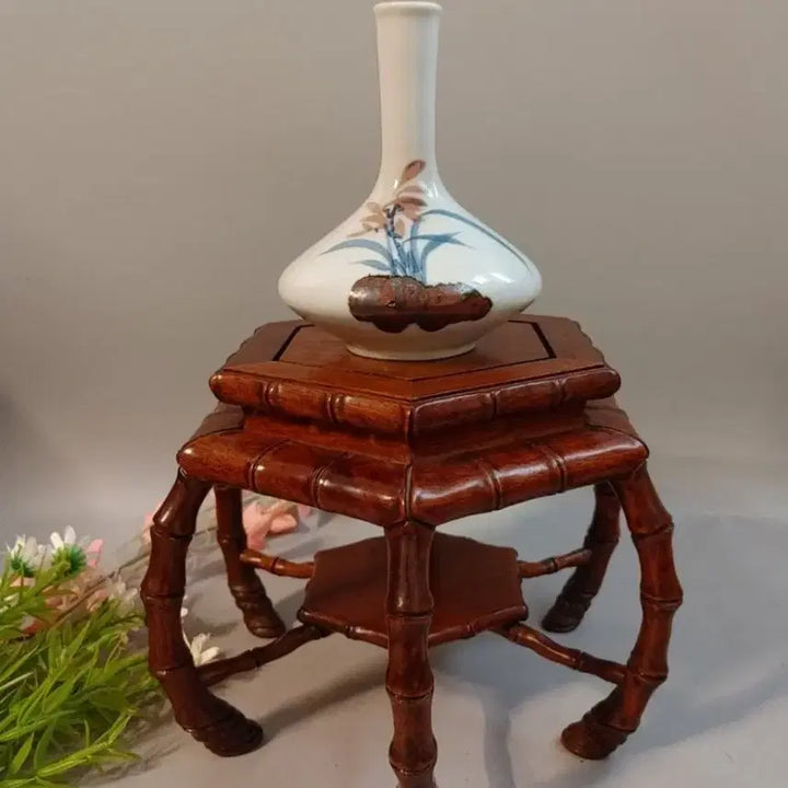 [BUNJANG] Hexagonal Bamboo Joint Pedestal Stand / 육각죽절 좌대가로23  높이18곤충다리 6개에 죽절조각이 재미난 좌대입니다화대 받침대