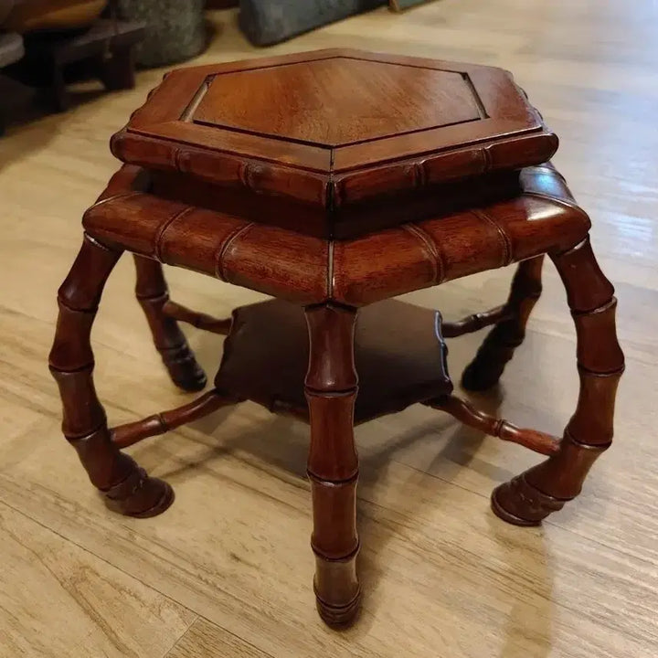 [BUNJANG] Hexagonal Bamboo Joint Pedestal Stand / 육각죽절 좌대가로23  높이18곤충다리 6개에 죽절조각이 재미난 좌대입니다화대 받침대