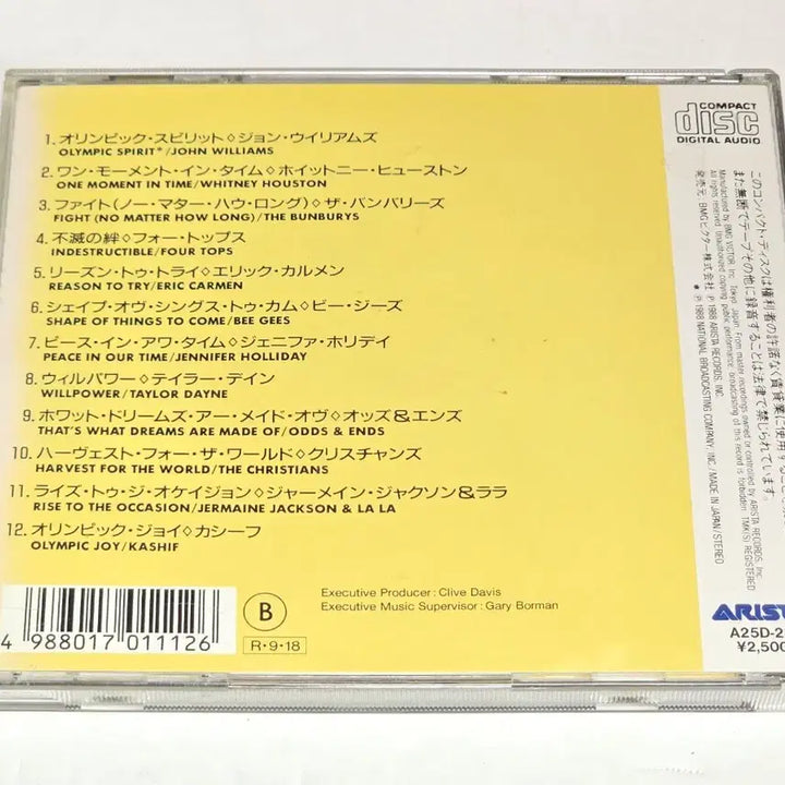[BUNJANG] 1988 Seoul Olympics Official Soundtrack CD / [1988 서울 올림픽 공식 사운드트랙] CD (휘트니 휴스턴, 존 윌리엄스 등)