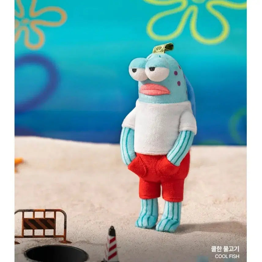[BUNJANG] Pop Mart SpongeBob SquarePants Bikini Bottom Quirky Friends Plush Cool Fish / 팝마트 스폰지밥 비키니 시티의 엉뚱한 친구들 인형 쿨한 물고기