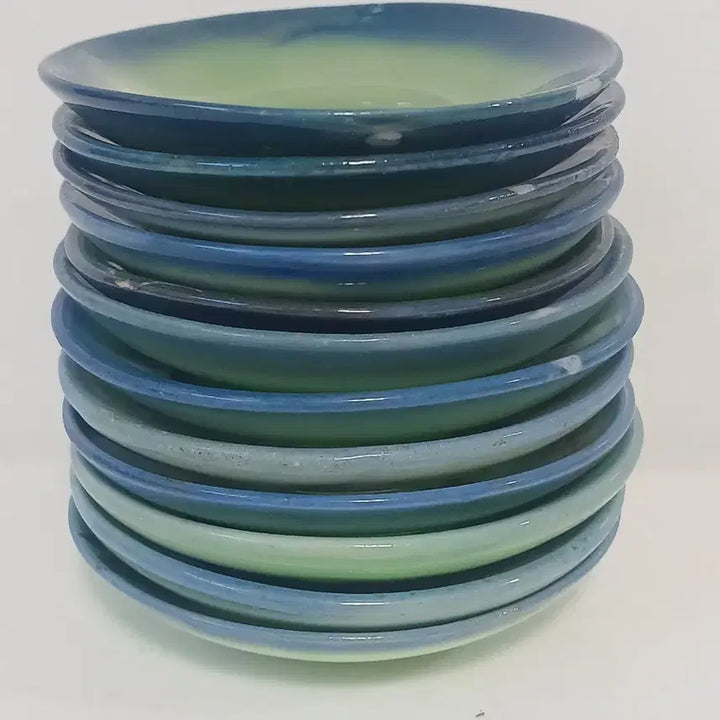 [BUNJANG] Antique Celadon Porcelain Plates Set (12 pcs) / 89.근대사 수집품 민속품 옛날접시 외사기 녹유 접시 12장