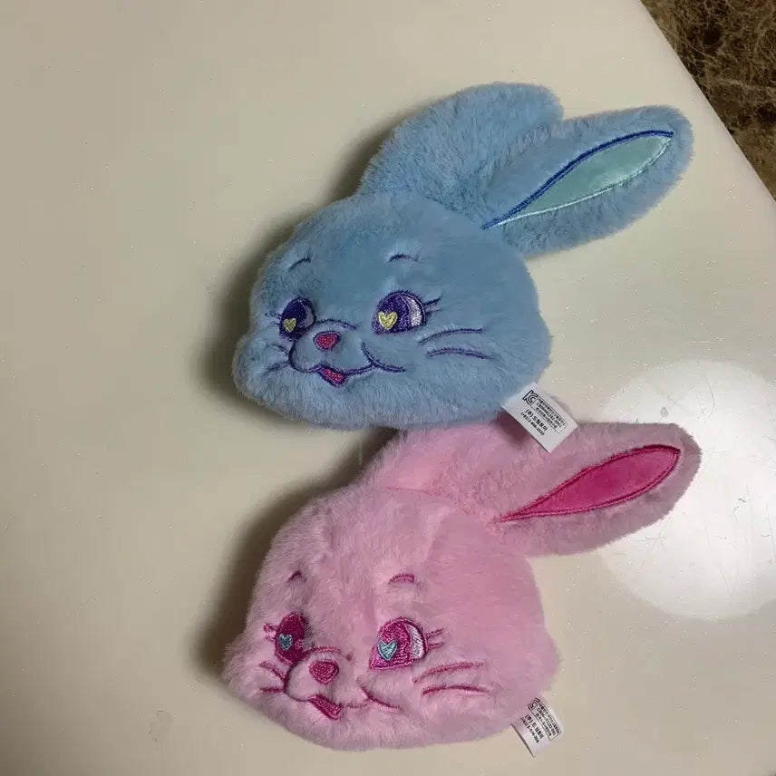 [BUNJANG] NewJeans Rabbit Fluffy Keyring Blue &amp; Pink / 뉴진스 토끼플러피 키링 블루&amp;핑크