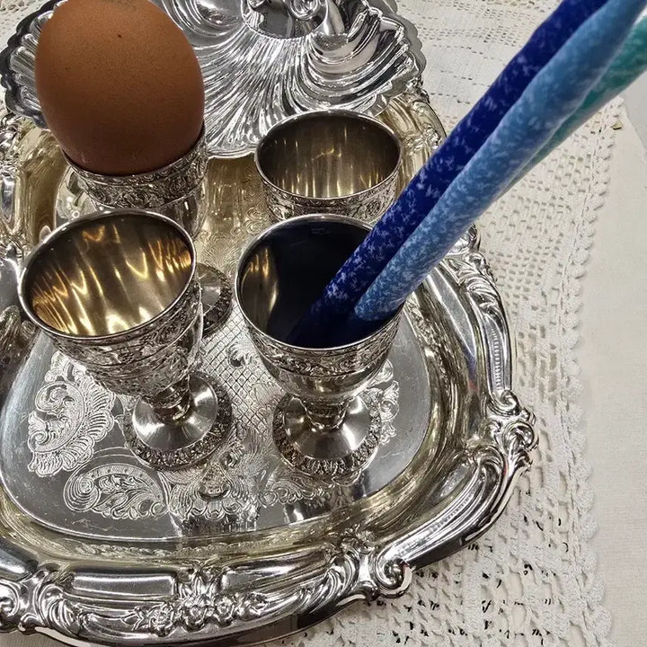[BUNJANG] Vintage Silverplate Egg Cup &amp; Glass Set / 빈티지 실버플레이트 잔&amp;에그볼