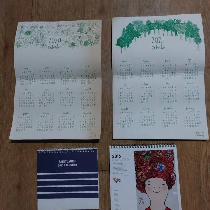 [BUNJANG] Calendar Set 2015-2016 &amp; 2020-2021 / 2020 2021 2015 2016 캘린더 세트