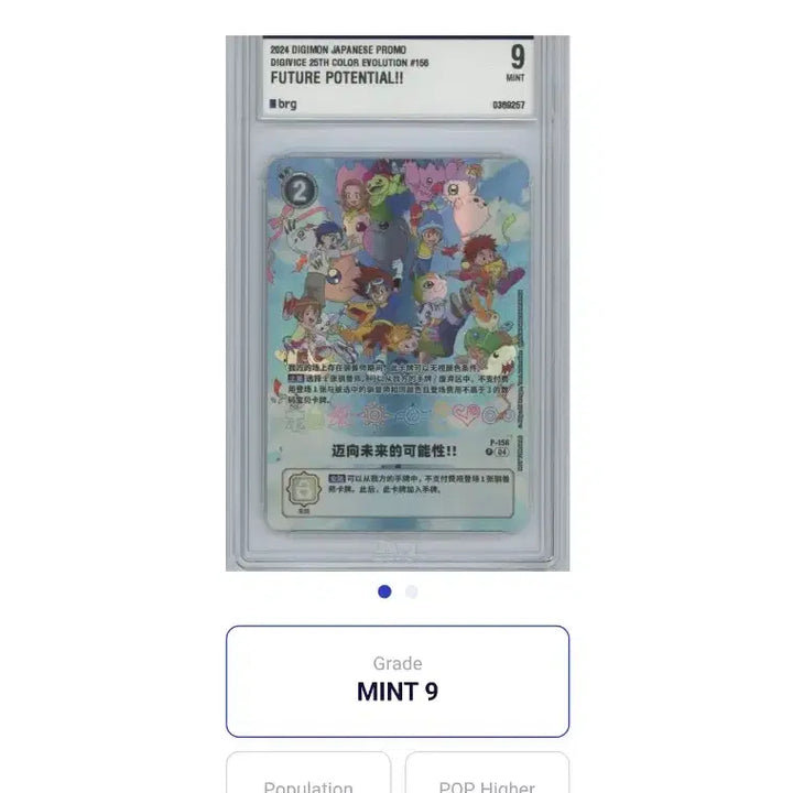 [BUNJANG] Digimon Card Future Possibilities BRG-9 Graded (Reprint) / 디지몬카드 미래로의 가능성 brg9등급 (화요일까지판매)