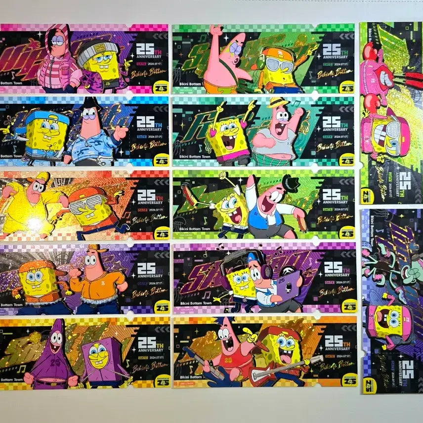 [BUNJANG] Kayou SpongeBob 25th Anniversary Ticket Card Set (12 Types) / 카유 스폰지밥 25주년 티켓 카드 12종 전종
