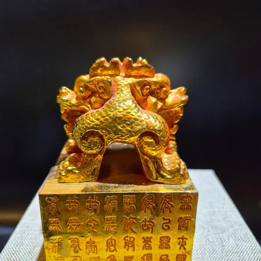 [BUNJANG] Gilt Bronze Double Dragon Seal Stamp / 유금 쌍용조각문 낙관