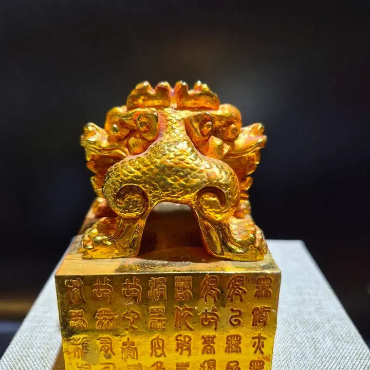 [BUNJANG] Gilt Bronze Double Dragon Seal Stamp / 유금 쌍용조각문 낙관