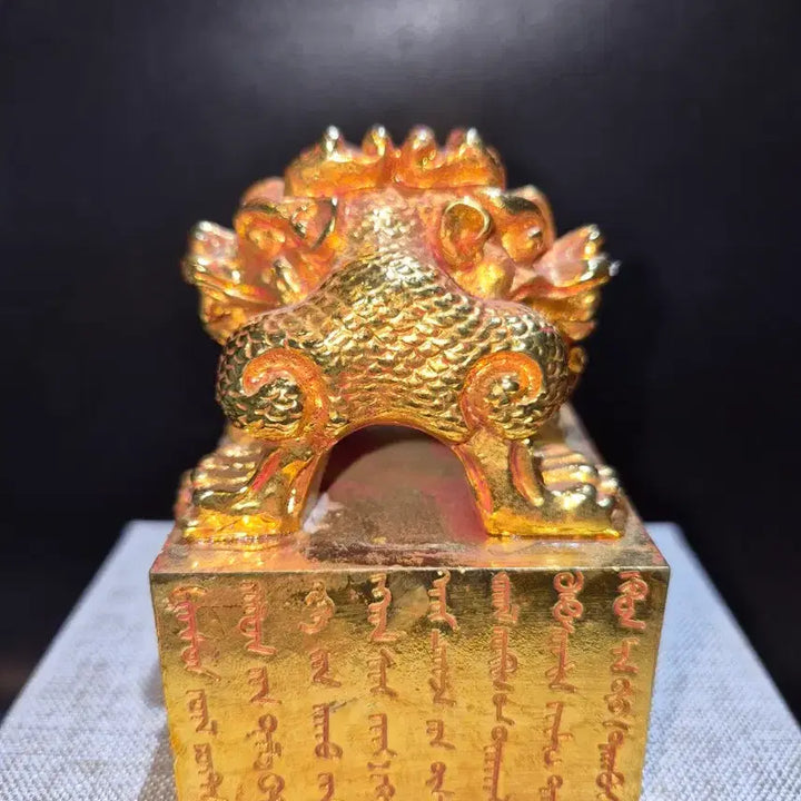[BUNJANG] Gilt Bronze Double Dragon Seal Stamp / 유금 쌍용조각문 낙관