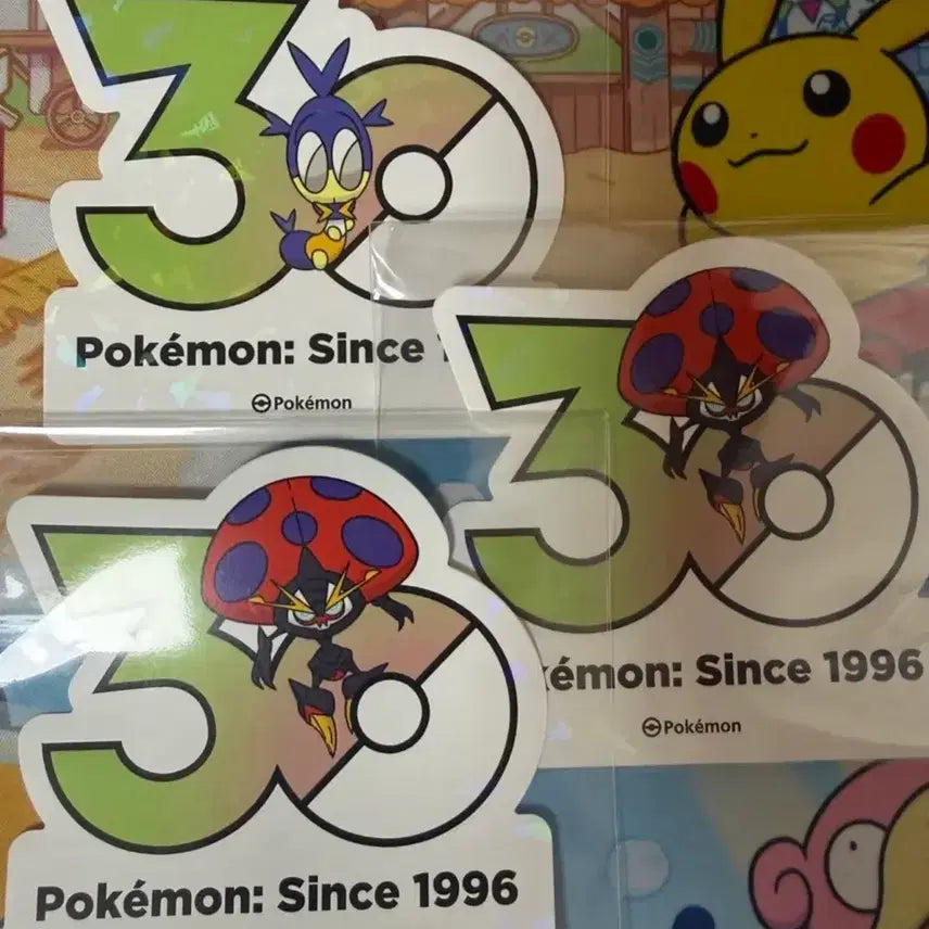 [BUNJANG] Pokemon 30th Anniversary Sticker Set - Red Ogre &amp; Evolt / 포켓몬스터 30주년 스티커 - 레돔벌레, 이올브 2장 일괄