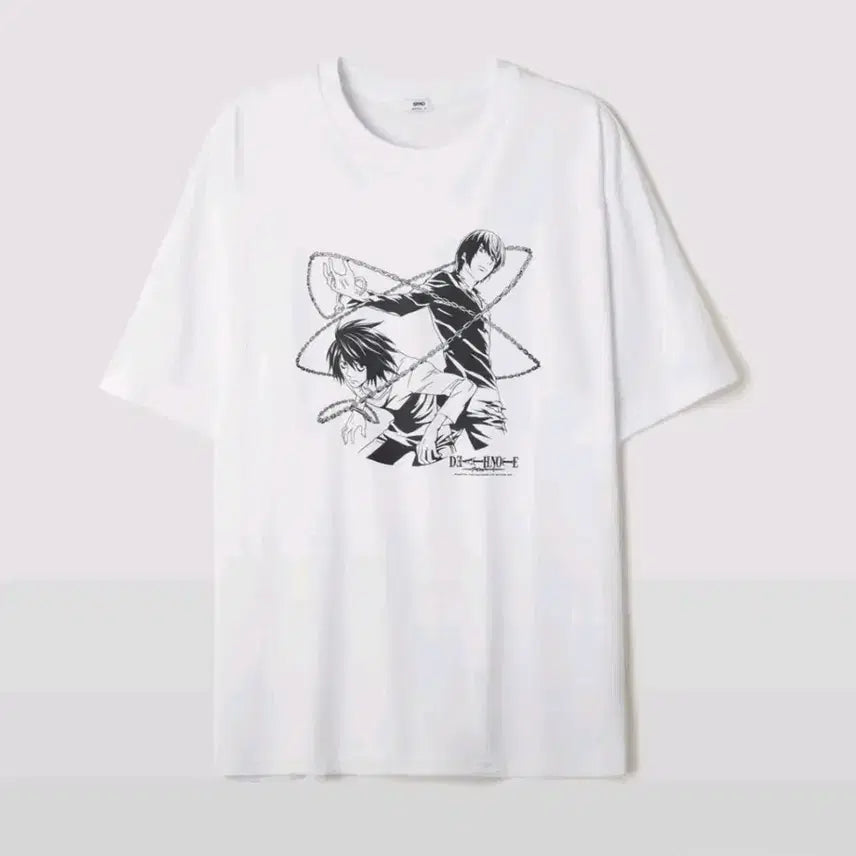[BUNJANG] SPAO Death Note L &amp; Light Short Sleeve T-Shirt / 스파오 데스노트 엘&amp;라이토 반팔 티셔츠(새 상품)