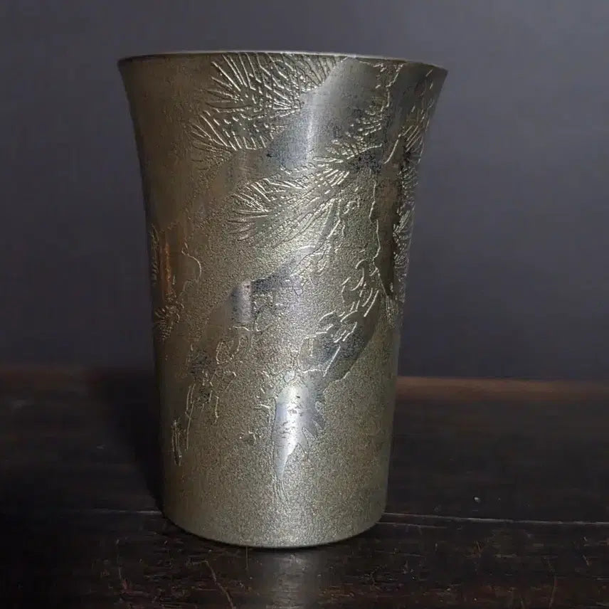 [BUNJANG] Pewter Cups with Pine Carving (Set of 2) / 주석잔 2점(k-381)