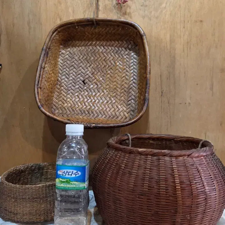 [BUNJANG] Antique Basket Sewing Kit Set (3 Items) / 민속품/ 오랜세월의 바구니 반짇고리 3점