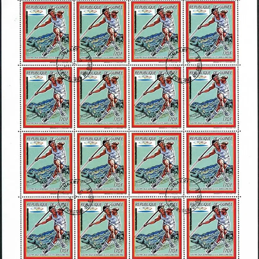 [BUNJANG] Guinea Barcelona Olympics 6종 Complete Sheet (Used 1992) / [BKstamp외국우표] 기니 바로셀로나올림픽 6종완 전지(1992년 사용제)