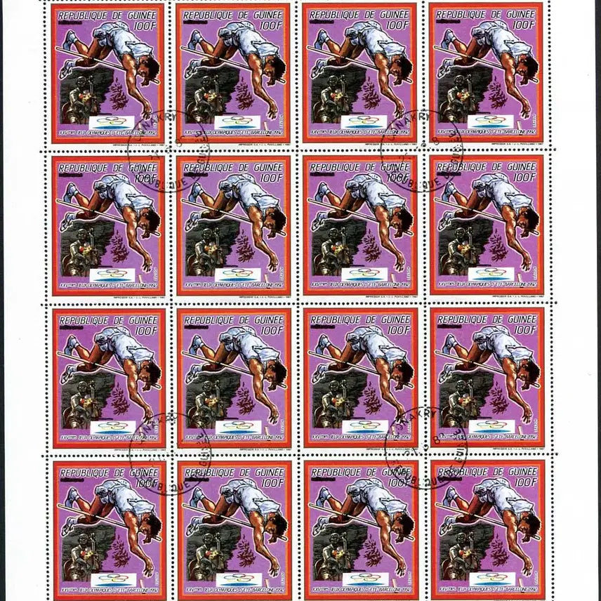 [BUNJANG] Guinea Barcelona Olympics 6종 Complete Sheet (Used 1992) / [BKstamp외국우표] 기니 바로셀로나올림픽 6종완 전지(1992년 사용제)