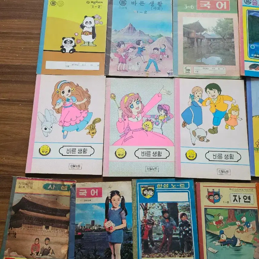 [BUNJANG] Vintage Korean Elementary School Notebooks Bundle Set / 추억의 근대사 국민학교 노트 사용제 미사용 일괄