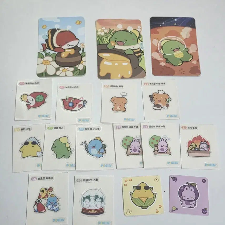 [BUNJANG] Pixelay Sticker Set Bundle / 픽셀리 띠부씰 12장 + 포토카드 3장 + 미니 스티커 2장 일괄