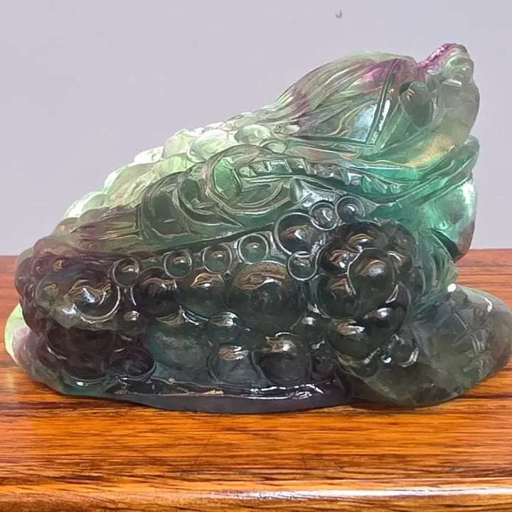 [BUNJANG] Three-Legged Crow and Toad Stone Lamp with Base / 26091013 좋은 기운을 내뿜는 플로어라이트 형석 삼족오 두꺼비 광물 수석 팝니다