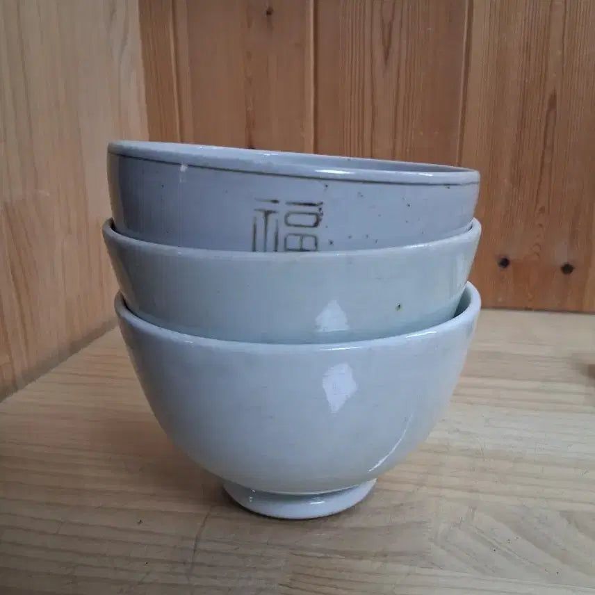 [BUNJANG] Antique Large Rice Bowl Set (3 pcs) / 553 옛날 외사기 밥그릇 3개