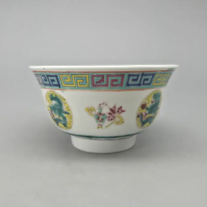 [BUNJANG] Jingdezhen Porcelain Celadon Green Dragon Chilbo Pattern Tea Bowl / 골동품 진품 경덕진요 분채 녹룡 칠보문 다완