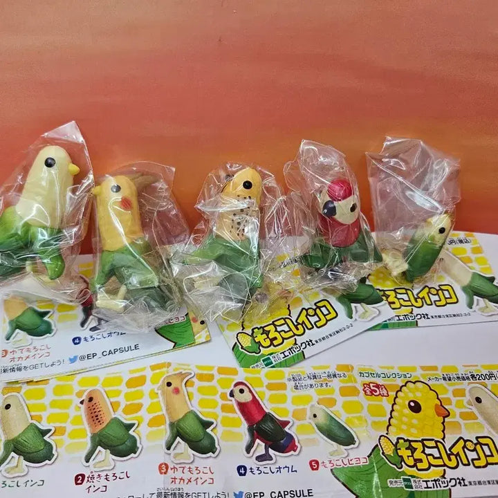 [BUNJANG] Corn Parrot Gacha Figure Set / 옥수수 앵무새 가챠 피규어