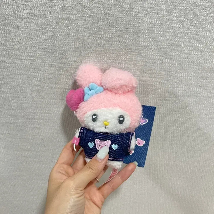 [BUNJANG] Sanrio My Melody Denim Patch Mascot Doll Keychain / 산리오 마이멜로디 데님 패치 마스코트 인형 키링
