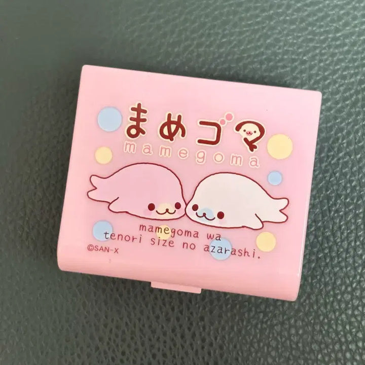 [BUNJANG] San-X Mamegoma Mini Mirror Storage Box (Pink, 2007) / 일시할인)2007년 고전 산엑스 마메고마 미니 거울 수납함 핑크